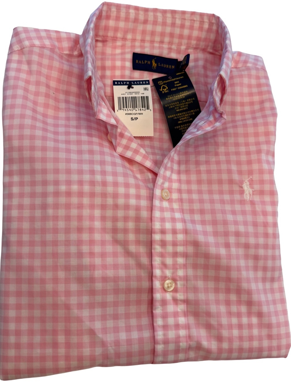 Ralph Lauren Women’s Button Down Shirt Pink White Checkered Sz S/P NWT
